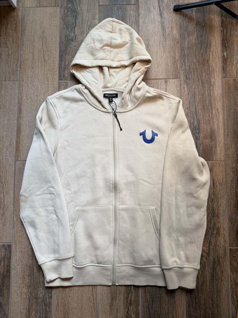 True Religion Buddha Logo Full-Zip Hoodie Beige Size L